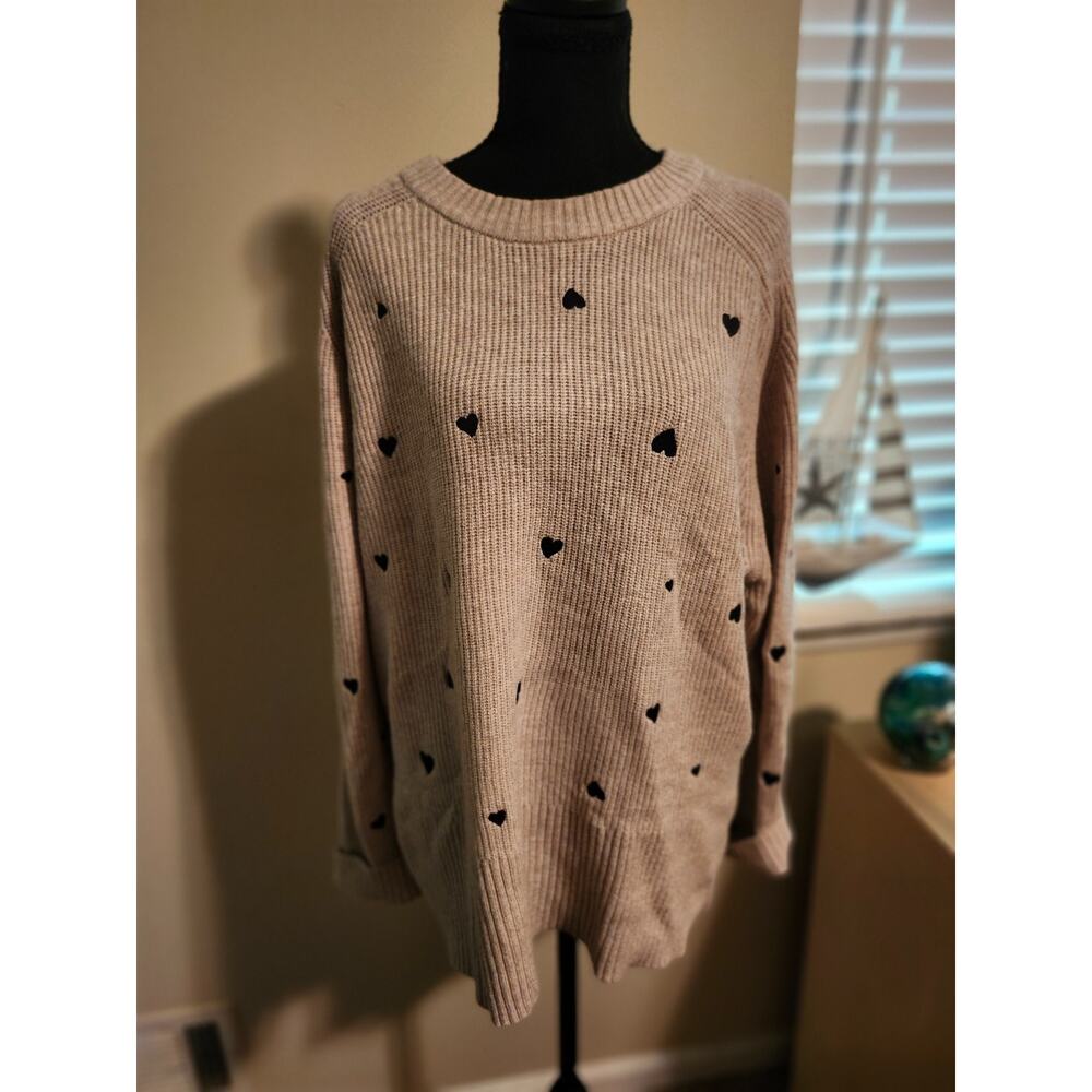 A New Day XL Heart Sweater Minimalist Cutecore Softgirl Cozy Soft NWOT